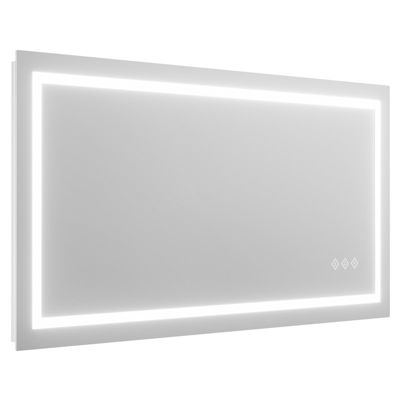 60 in. W x 30 in. H Rectangular Aluminum Frameless Bathroom Vanity Mirror with Flowing Light, Dimmable, Anti-fog