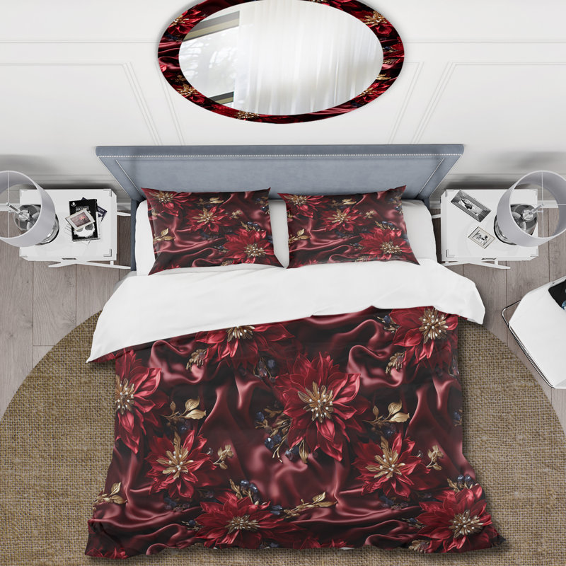 Ensemble de housse de couette Opulent Majesty Deep Purple - Damask, Housse de couette pour grand lit et 2 taies décor
