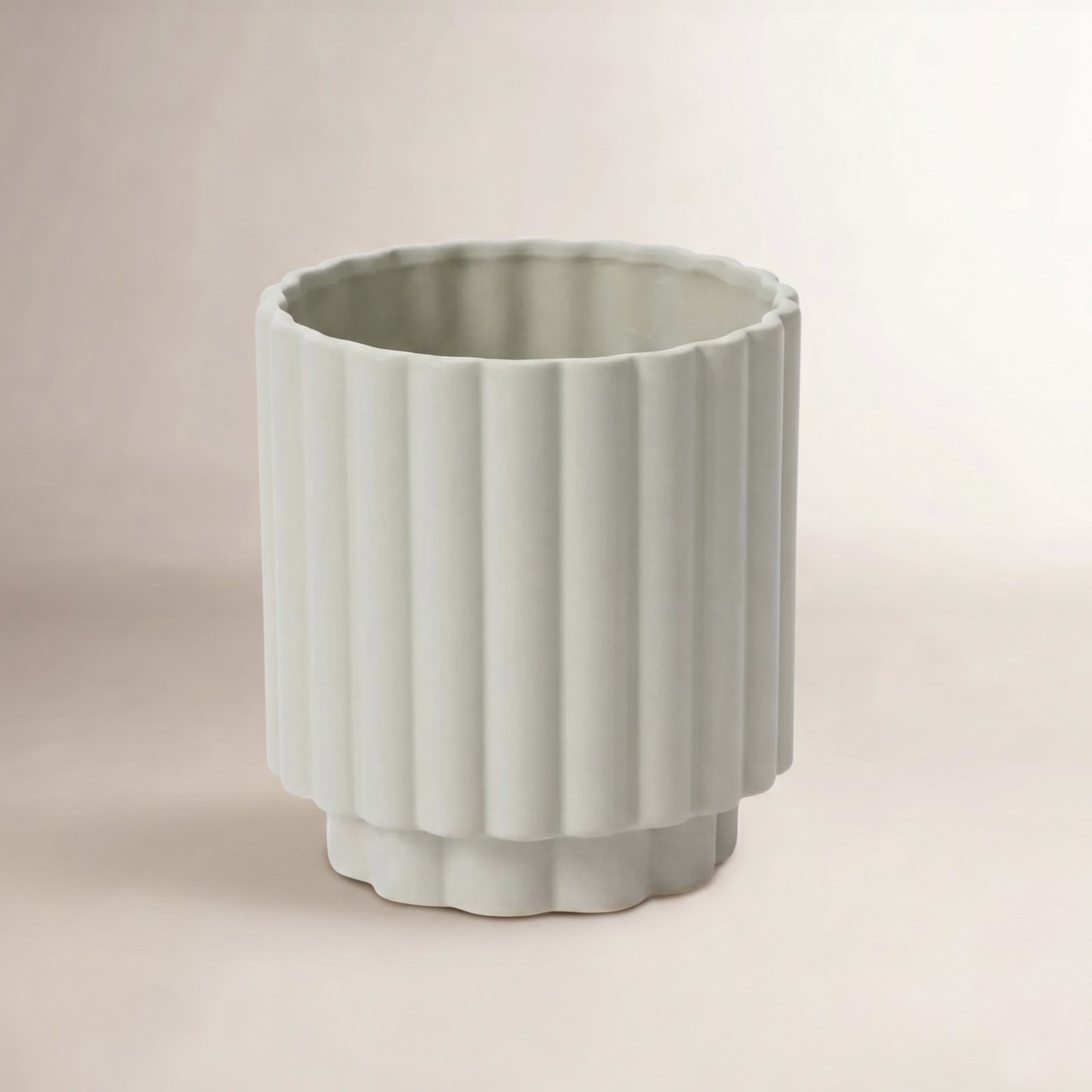 Ceramic Pot Planter, 6" H x 5.5" W x 5.5" D, Beige