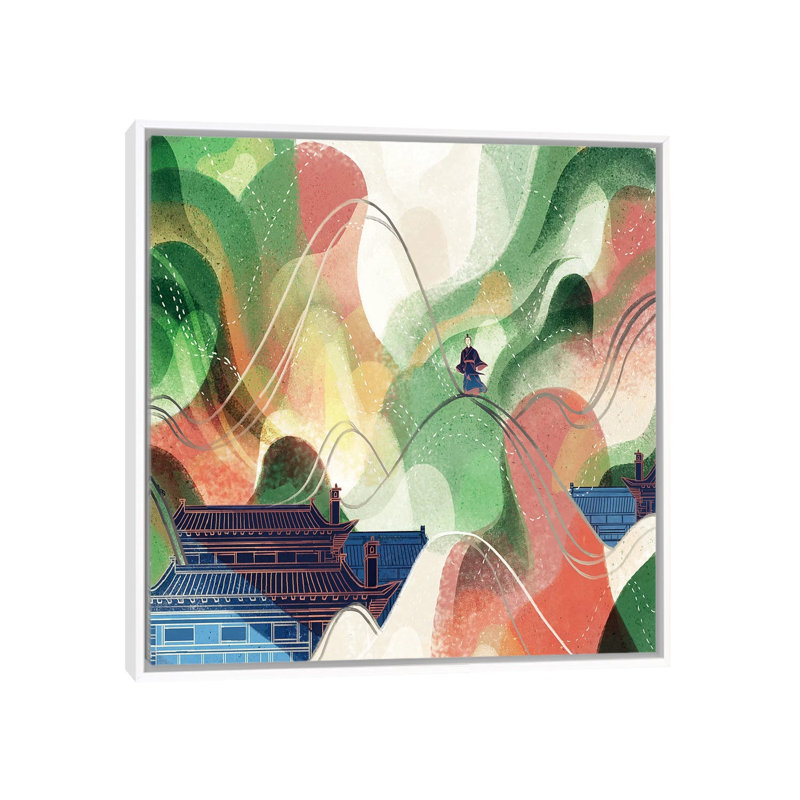 Flowing Mountain 1 Piece Painting on Canvas, 45.72 cm H x 45.72 cm W, White Framed