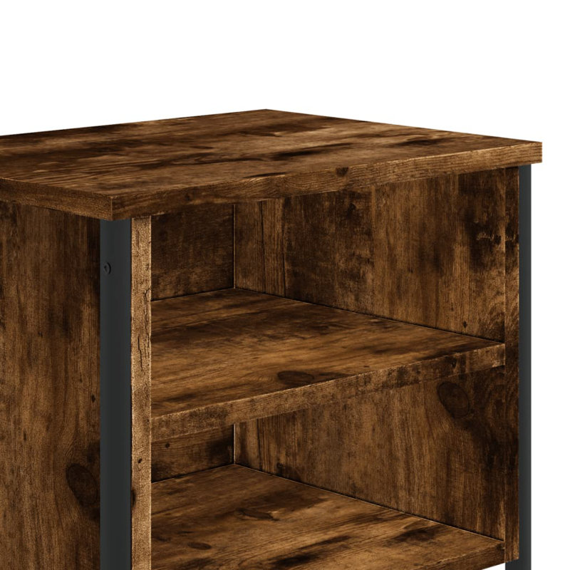 Alliyah 40cm W Metal Bedside Table, Smoked Oak