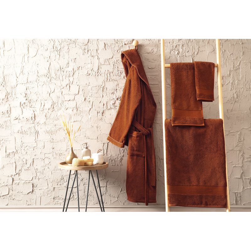 Peignoir mi-mollet en coton avec poches Labarbera, P / M, Rouge