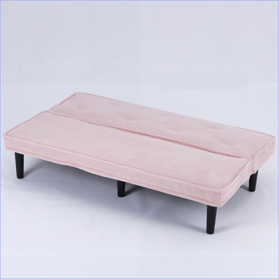 Sofas Couches | 66-Inch Modern Convertible Sofa Bed, Solid Wood Frame, for Living Room Apartment Bedroom | Pink | Corduroy