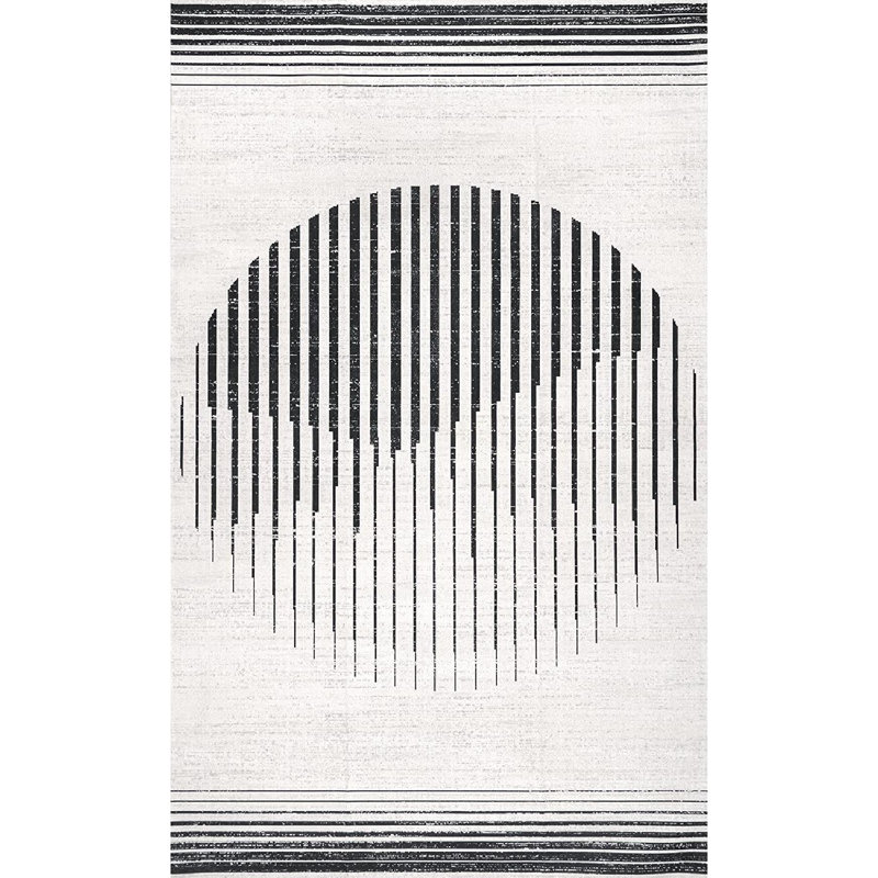 Tapis contemporain lavable à la machine Francesca SpinClean Moon, Rectangle 6 pi x 9 pi