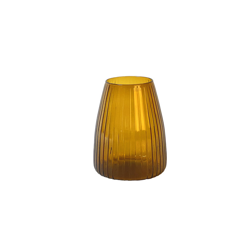 Dim Table Vase, 30cm H x 19.5cm W x 19.5cm D, Amber