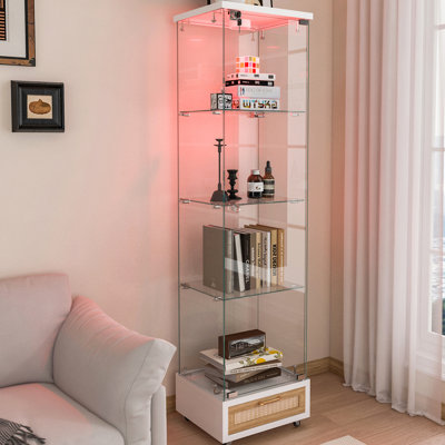 Vitrine à assemblage rapide avec tiroir, idéale pour mettre en valeur des objets de collection, des bouteilles de vin et plus, unité de rangement multifonctionnelle pour toute pièce