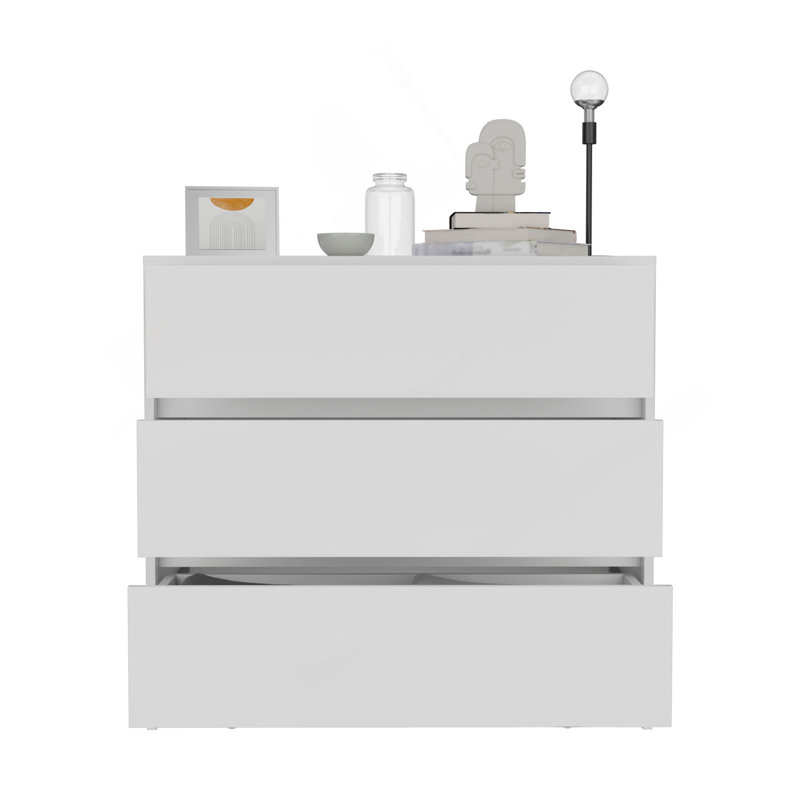 Commode à trois tiroirs Austin, mécanisme coulissant - blanc, Blanc