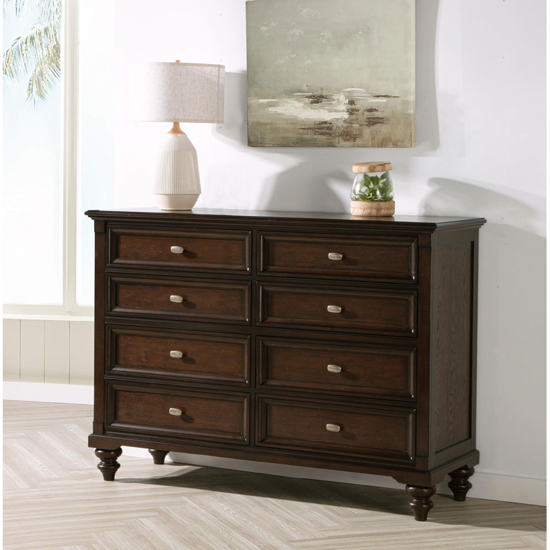 Commode 8 tiroirs Chêne foncé