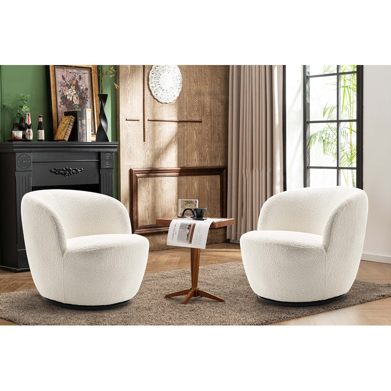 Fauteuil demi-tonneau pivotant Nen Boucle, Blanc