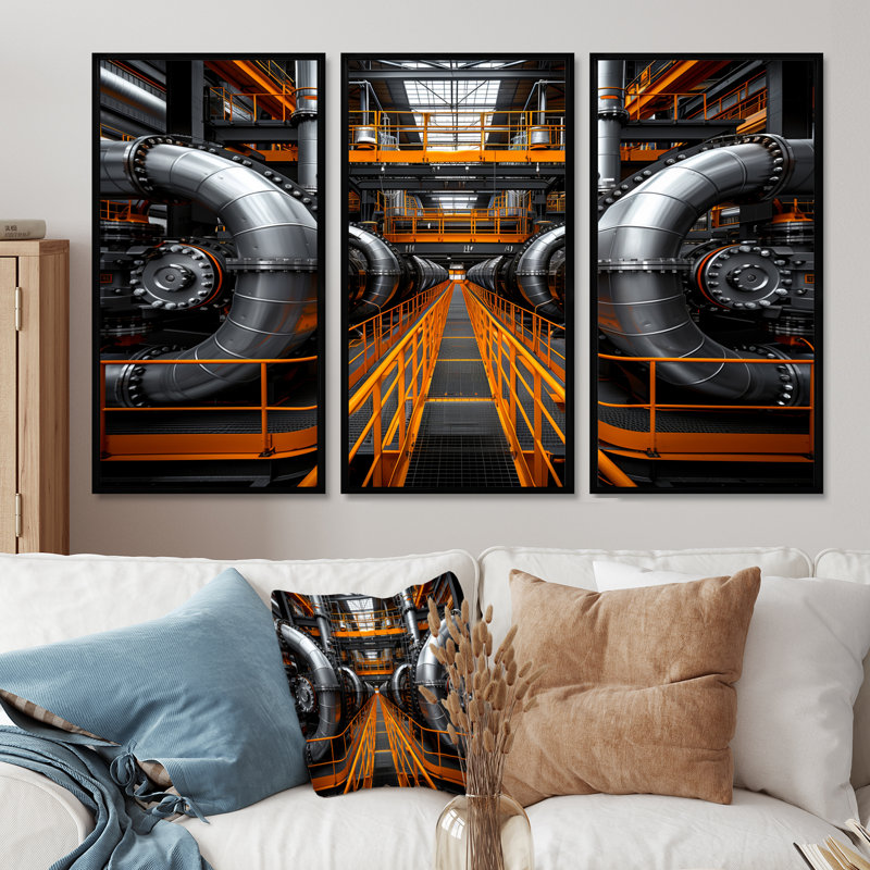Ensemble d'art mural mural "Monochromes jaunes et gris", H 28 po x l 36 po x P 1 po, Toile avec cadre flottant noir