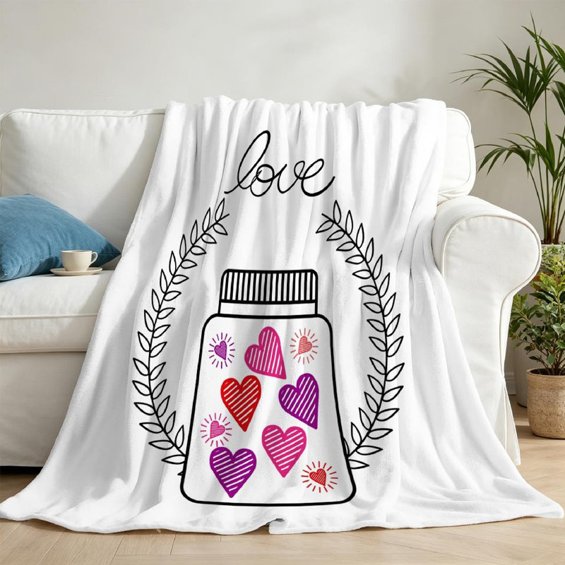 Jeté transparent en flanelle molletonnée ultra douce, imprimé carte recto Love, Jeté 50 po x 60 po