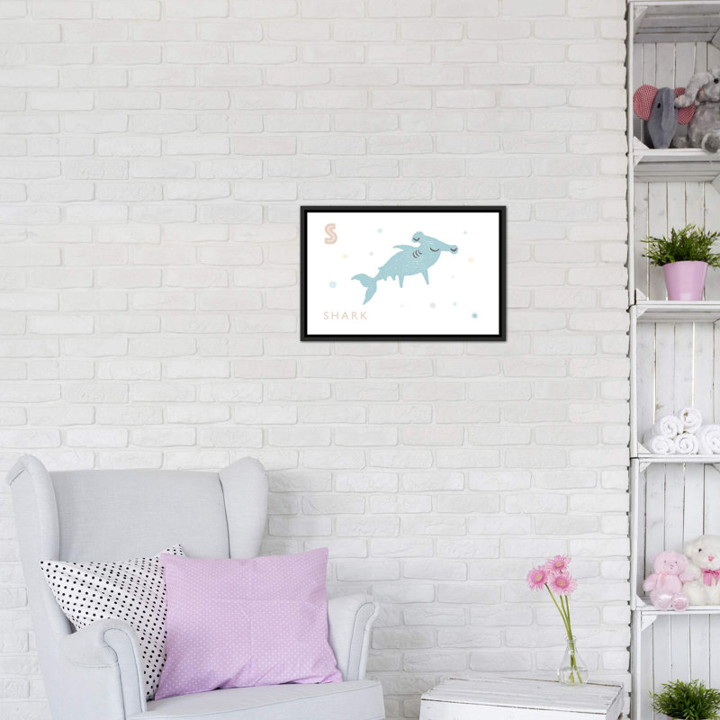 " Shark ", Distressed Black Framed Canvas, No Mat, 18" H x 26" W x 1.5" D