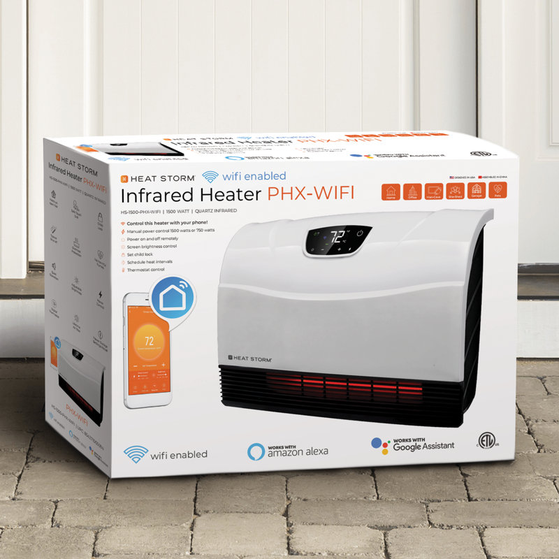 Black Infrared WiFi Enabled Wall Mount Electric Space Heater