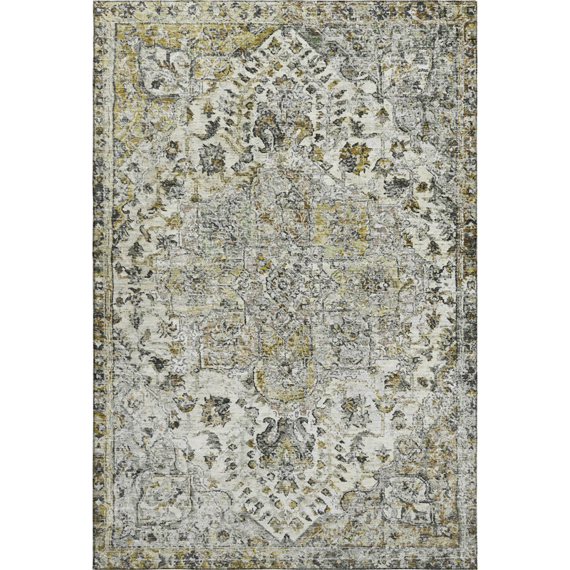 Premium Machine Washable Mayfield AMF2138 global Rug, Beige, 10' x 14'