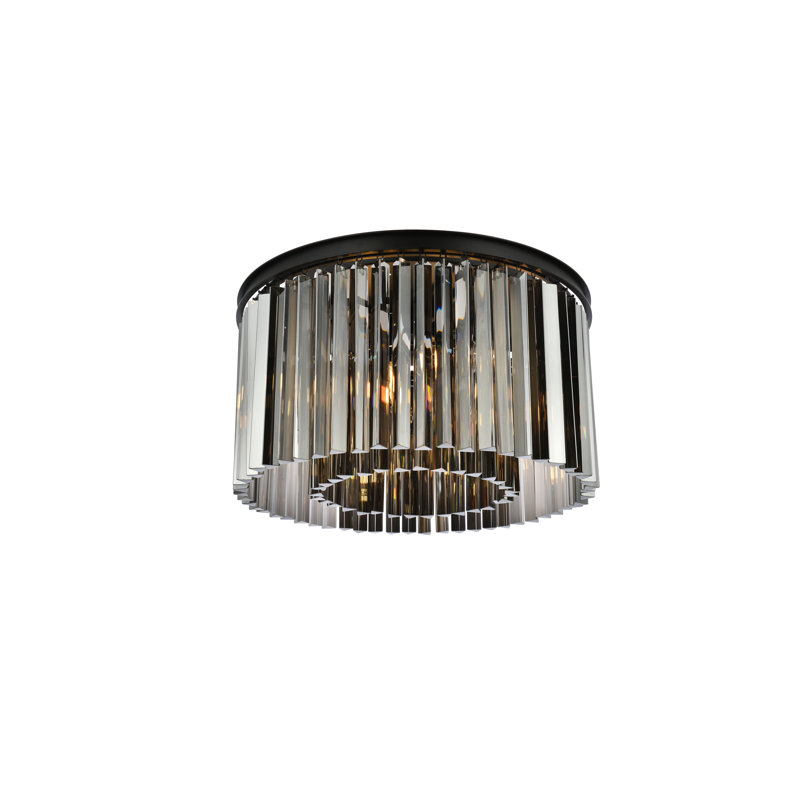 Yazmin Flush Mount, Mocha Brown, 13.5" H x 26" W x 26" D, Silver Shade (Gray)
