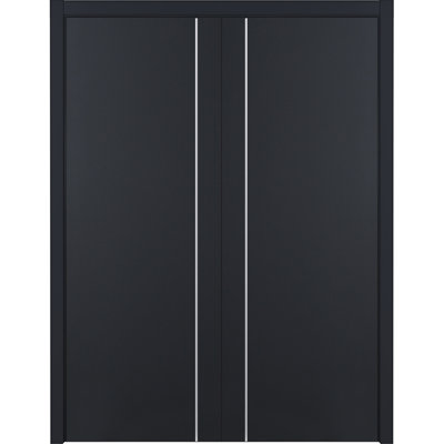 Glam G-Pro 003 pré-suspendu doux noir laminé intérieur moderne porte double réversible 56 po x 80 po