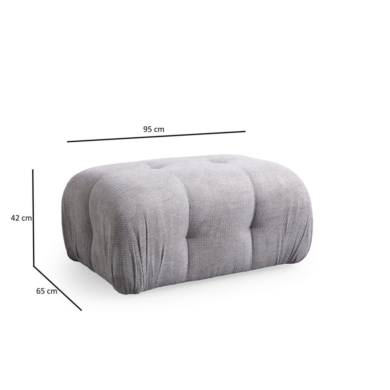 Light Grey Pouffe with Beech Wood Frame & 100% Polyester Fabric, 37.4 x 25.6 x 29.5 inches | Soft Foam Cushioning with Pillows Included | Stylish Accent for Living Room, Bedroom, & Home Decor, Durable Design