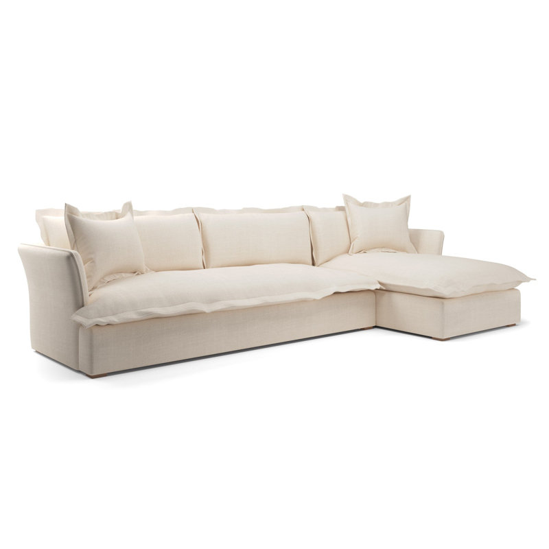 Canapé modulaire avec méridienne Haven, Mélange de polyester beige