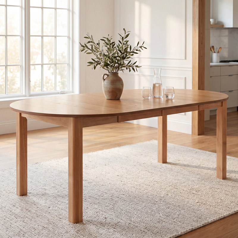 32.5'' - 68'' Extendable Dining Table With Solid Wood Legs, 3 Sizes - Round To Oval Dining Table For Dining Room/Kitchen