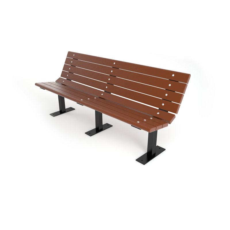 Banc de parc en plastique recyclé Contour, Aucun, 6 pi, Brun