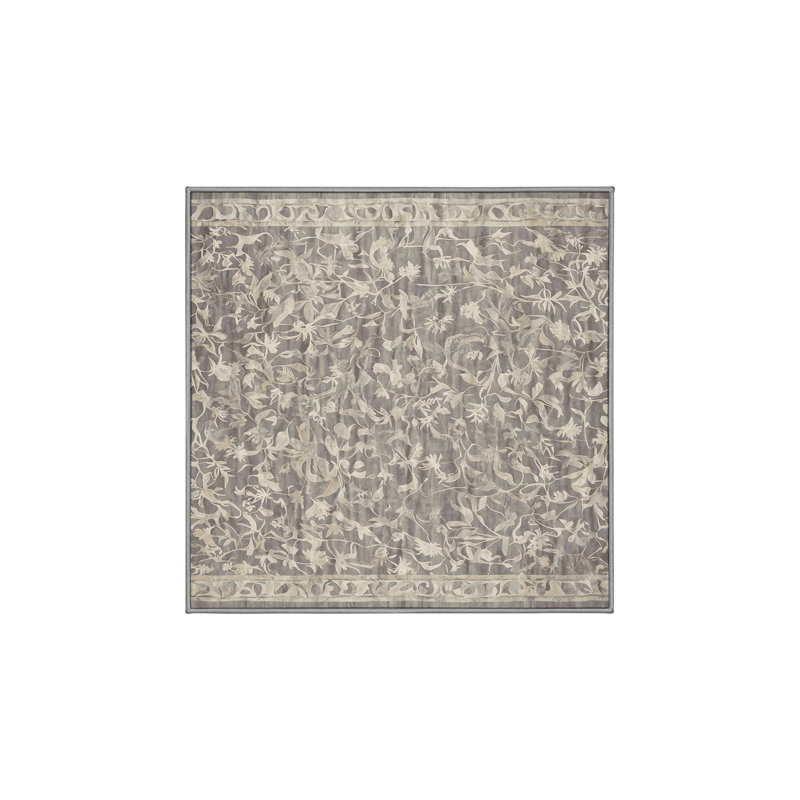 Machine Washable Gray Area Rug, Rectangle 3' x 5'
