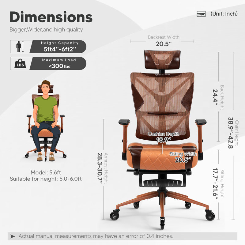 Chaise de bureau ergonomique, Orange