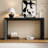 60" Modern Farmhouse Console Table With 2 Concealed Drawers, Waterfall Design Entryway Table With Thickened Legs & Rustic Wood Grain For Living Room, Entryway & Hallway-1004005336