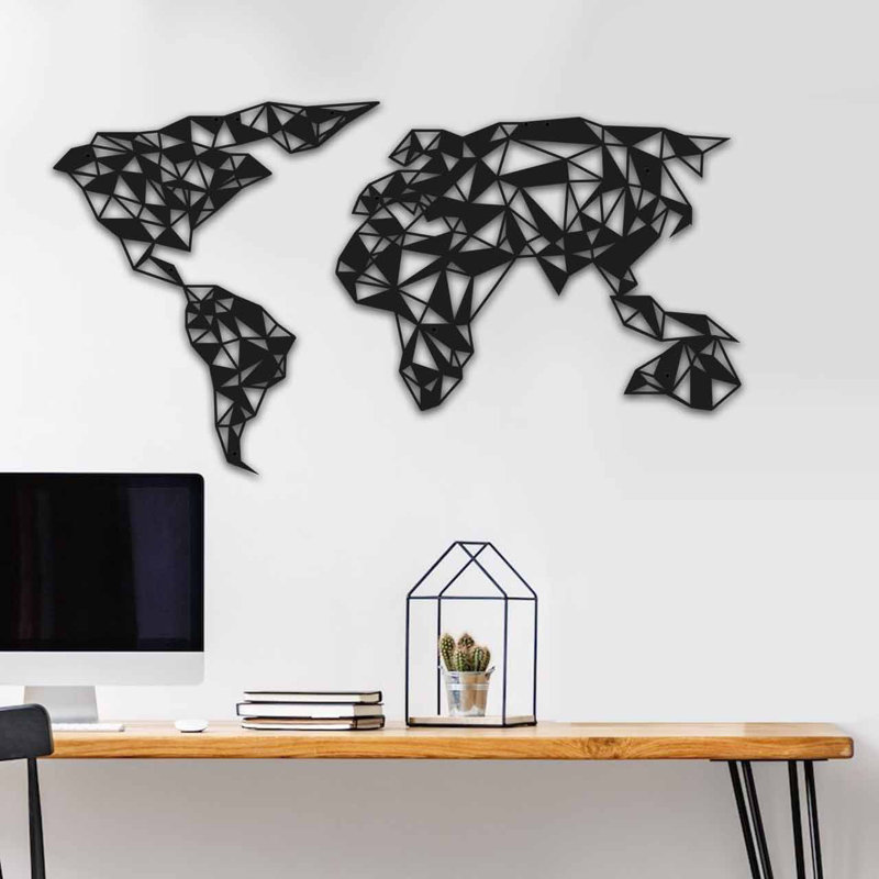 Élégant accessoire mural décoratif en métal, finition noire, 34,3 po x 18,5 po | Fabrication 100% métal, épaisseur: 0,06 po | Fixation murale facile avec pièce arrière, parfaite pour la décoration moderne et les espaces élégants