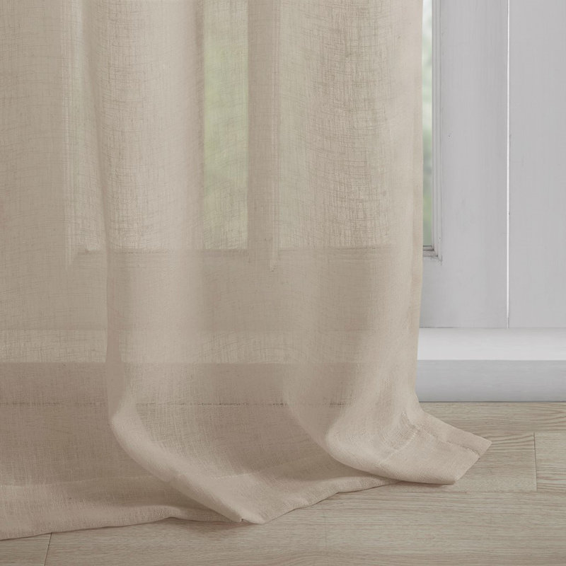 Panneau de rideau uni à motif floral avec passe-tringle, L 50 po x L 63 po, Beige