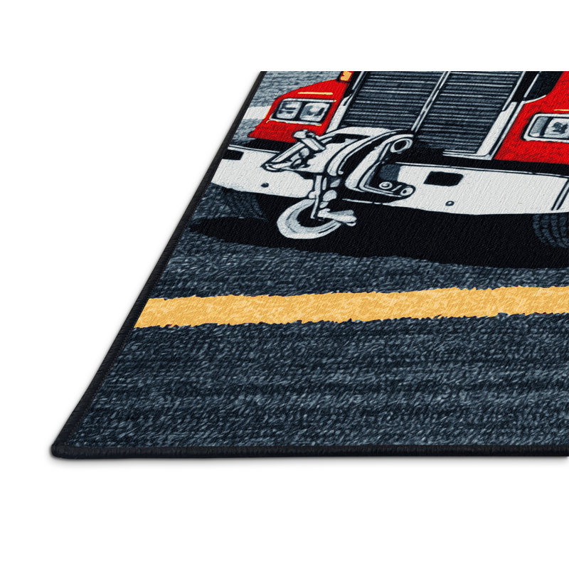 Machine Washable Transportation Gray Area Rug