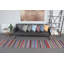 Chemin de table rétro kilim turc parfait pour les couloirs et les escaliers en blanc classique avec un motif aztèque complexe