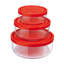 Gelo 3pc Storage Container Set With Red Lid (11.62, 24.37, 44.62oz.)