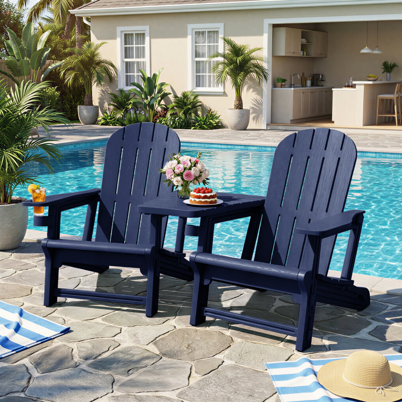 2-Person Outdoor Adirondack Chair, Navy