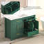 Ensemble de meuble-lavabo vert 48 po avec lavabo en résine, armoire de rangement abondante - 4 portes à fermeture douce et 4 tiroirs