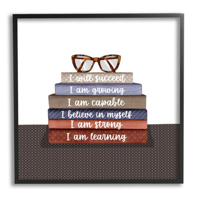 Stupell Industries Bb-550-framed Motivational Self Esteem Books By Saba Rauf Single Picture Frame Print On Canvas In Midnight Black Framed Giclee