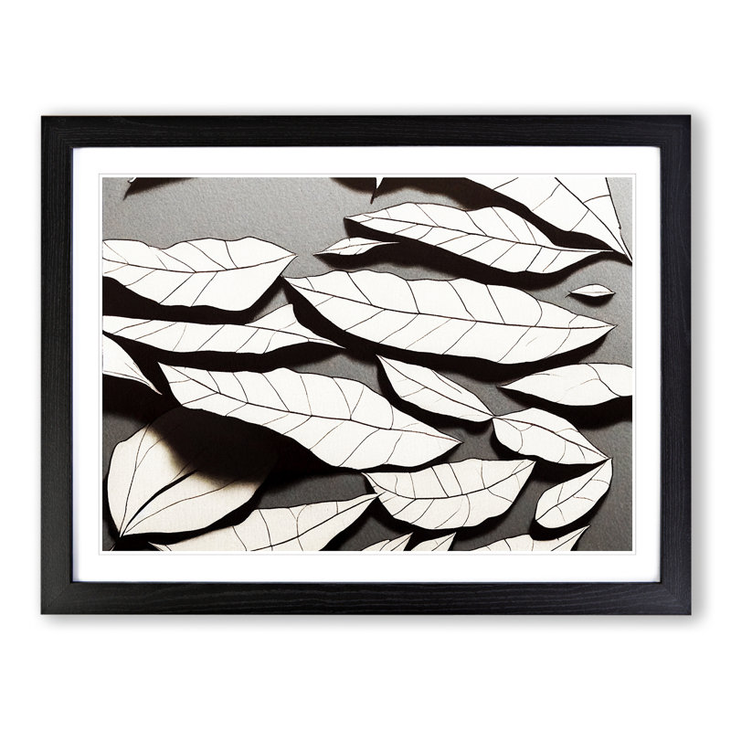 Flawless Leaf - Single Picture Frame Print, 46cm H x 64cm W x 2cm D, Black
