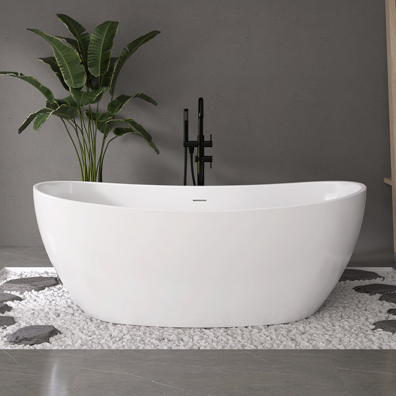 Baignoire de trempage autoportante en acrylique 60 po Fslefay
