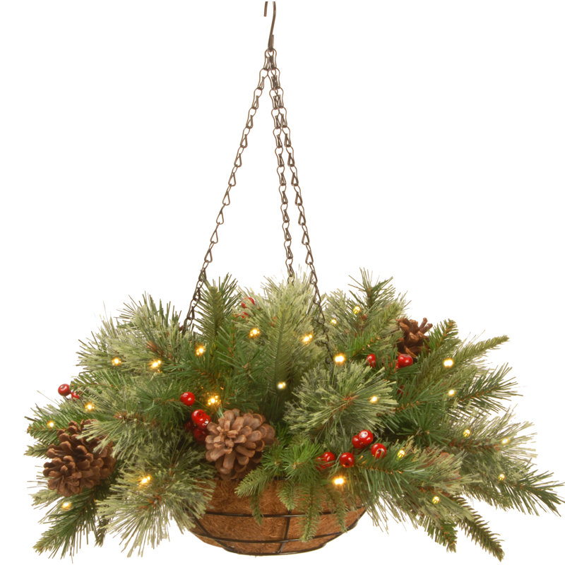 20 in. Colonial Hanging Basket with LED Lights