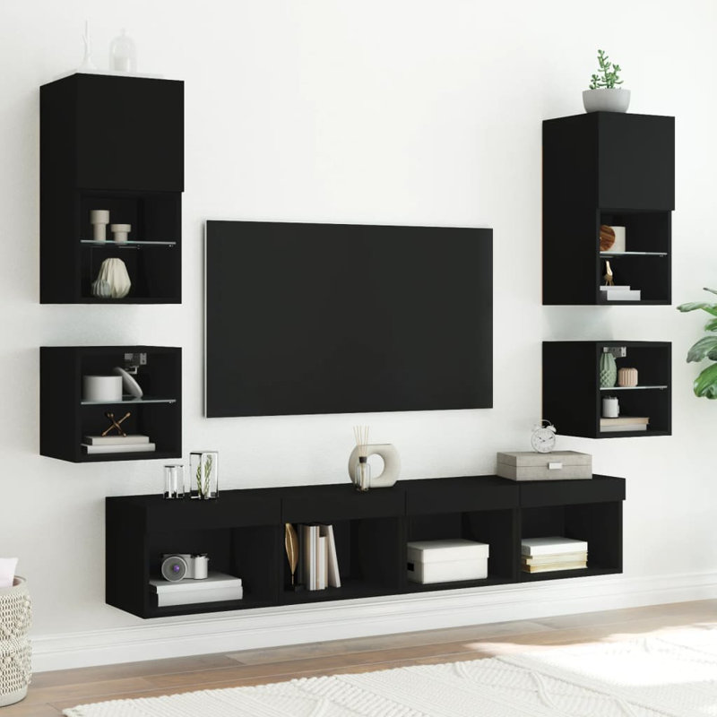 Baro Unfinished TV Stand with Fireplace Included, Black