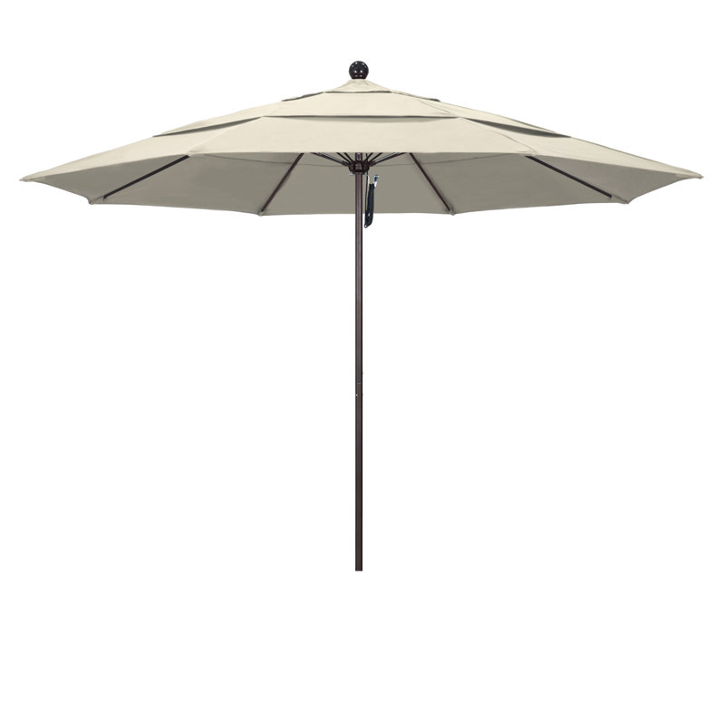 Parasol de marché 11 pi Hibo, Performance beige antique, Blanc mat