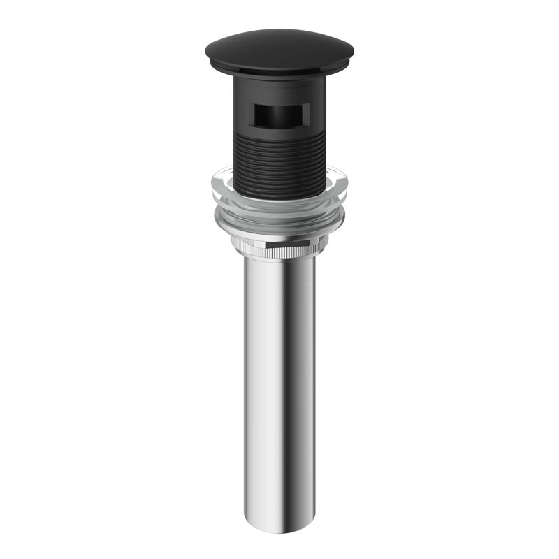 Bathroom Sink Pop-Up Drain With Overflow, Matte Black