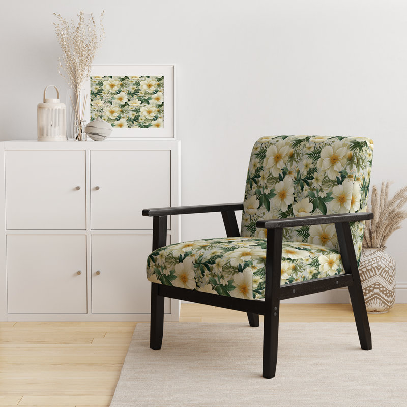 Chaise d'appoint rembourrée Boho Botanical Oasis Palm III