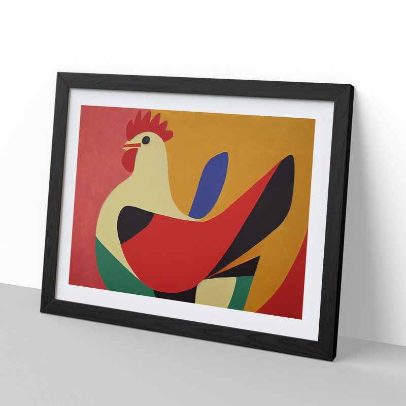 Rooster Abstract Vol.1 - Single Picture Frame Print, Black Framed, 46cm H x 64cm W x 2cm D