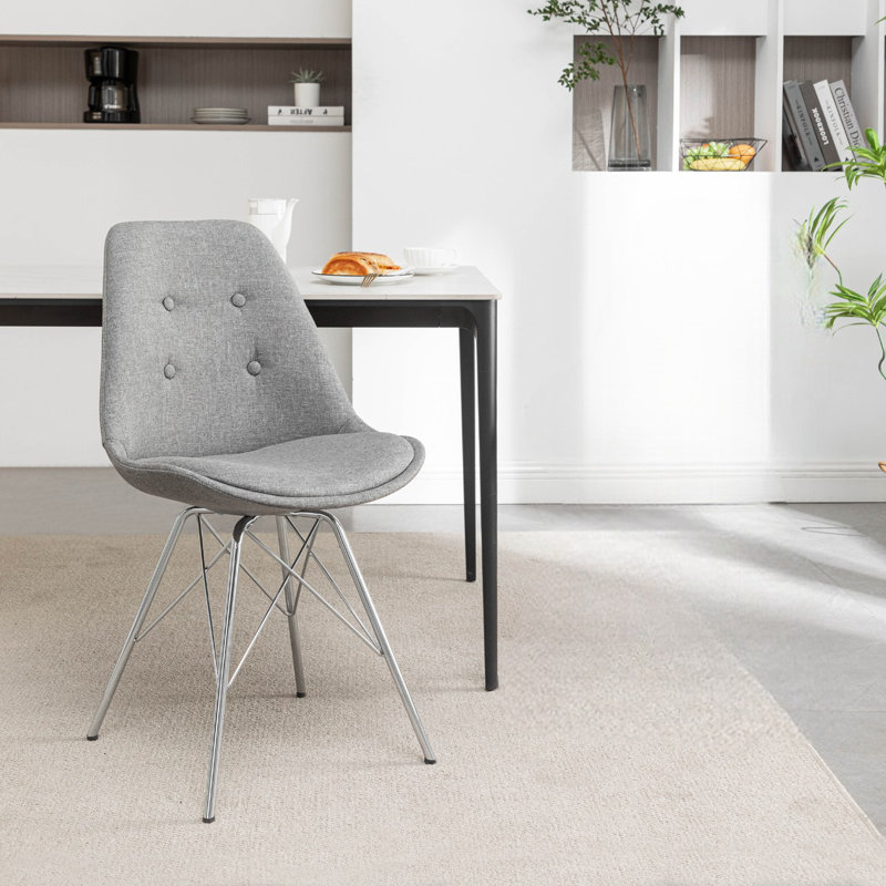 Heath 19.3'' H Fabric Upholstered Side Chair, Gray, 1