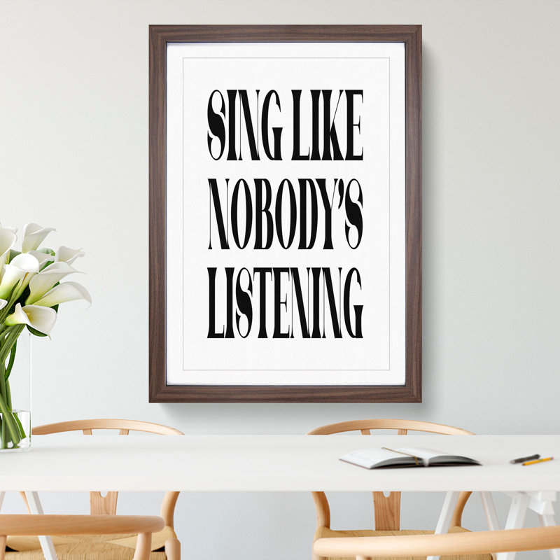 Sing - Single Picture Frame Print on Wood, Walnut Framed, 36cm H x 27cm W x 2cm D