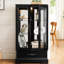 Armoire rétro rétro avec des pieds courbés gracieux et une tablette de 15 à 22 lb, noire, pour la salle à manger, vitrine éclairée, miroir, 3 tablettes, figurine