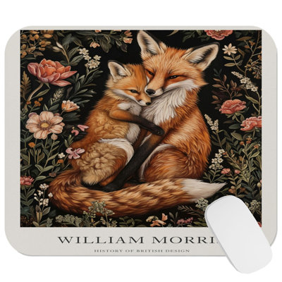 Animals William Morris Fox VII Cottage Gaming Cute Office Laptop Desk Pad Gift Mat Square Rectangle Non-Slip Mousepad