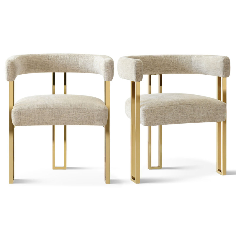 Fauteuil de salle à manger rembourré de 18 po en chenille doré Rienna, Gruau