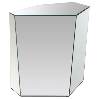Table de bout à motif géométrique abstrait en miroir argenté