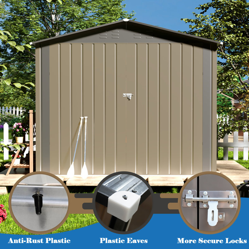Remise de rangement extérieure, remise en métal avec structure à cadre actualisée et portes verrouillables, remise imperméable pour la cour, le patio et le jardin